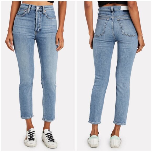 ๐RE/DONE๐ Comfort Stretch High Rise Ankle Crop Jeans ~ Mid 90s 27 NWT - Picture 8 of 17